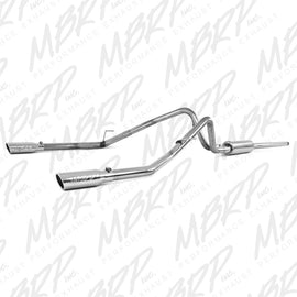 MBRP Armor Plus Series Cat Back Exhaust System for Ford F-150 2004-2008 with 2.5 Inch Diameter and Dual Split Rear Exit