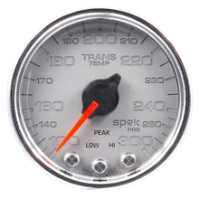 Load image into Gallery viewer, AutoMeter Spek-Pro Transmission Temperature Gauge 2 1/16 inch with Peak &amp; Warning - Silver/Chrome