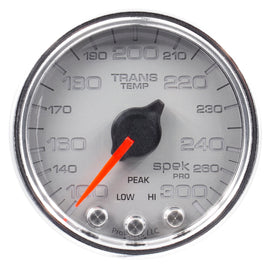 AutoMeter Spek-Pro Transmission Temperature Gauge 2 1/16 inch with Peak & Warning - Silver/Chrome