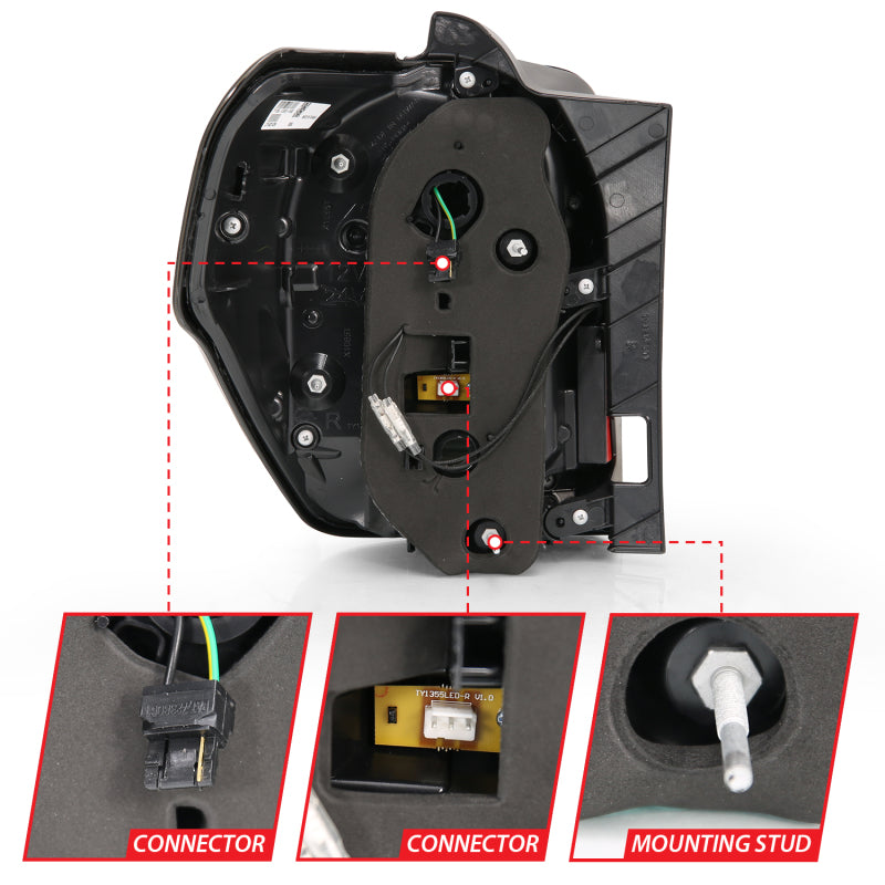 ANZO 2014-2020 Toyota 4Runner Tail Light Assembly with Smoke Lens and Red Light Bar