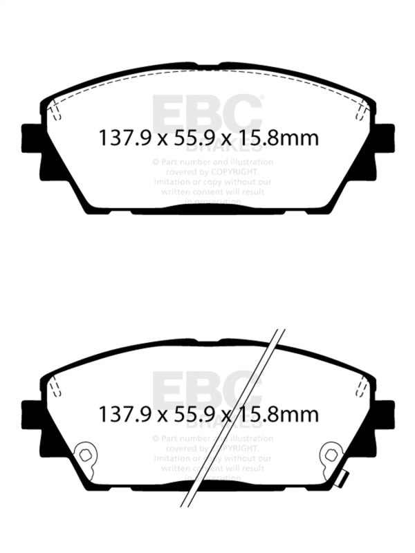 EBC Redstuff Ceramic Low Dust Front Brake Pads for Mazda 3 2019-2022
