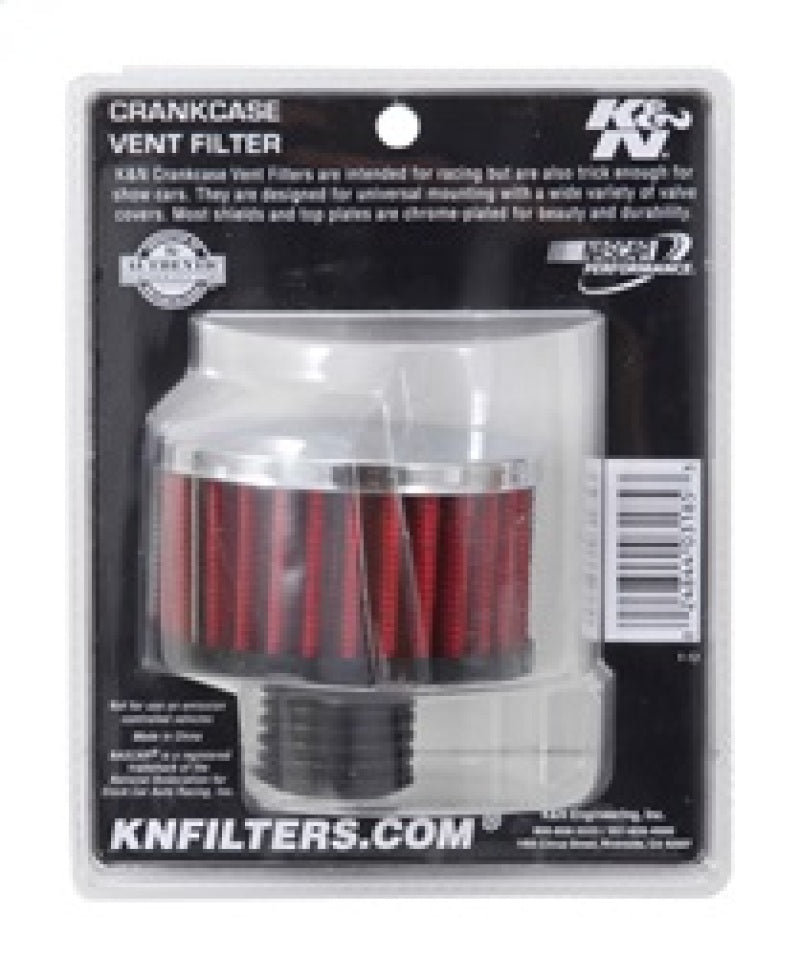 K&N Engineering 62-1495 Rubber Base Crankcase Vent Filter with Chrome Top for Ford Valve Covers