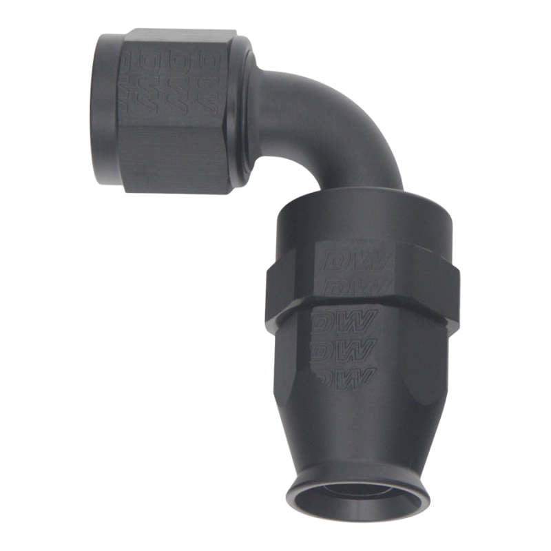 DeatschWerks 8AN Female Swivel 90-Degree Hose End PTFE with Olive Insert in Matte Black - Part DWK6-02-0856-B