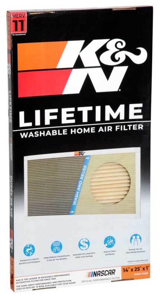 K&N Engineering HVAC Filter Part Number KNNHVC-11425 * Washable 14 x 25 x 1 High-MERV Synthetic Air Filter