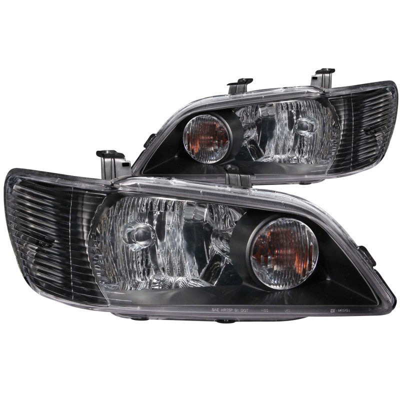 ANZO 2002-2003 Mitsubishi Lancer Crystal Headlight Set with Clear Lenses and Black Housing