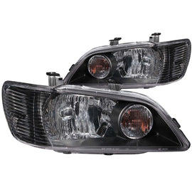 ANZO 2002-2003 Mitsubishi Lancer Crystal Headlight Set with Clear Lenses and Black Housing