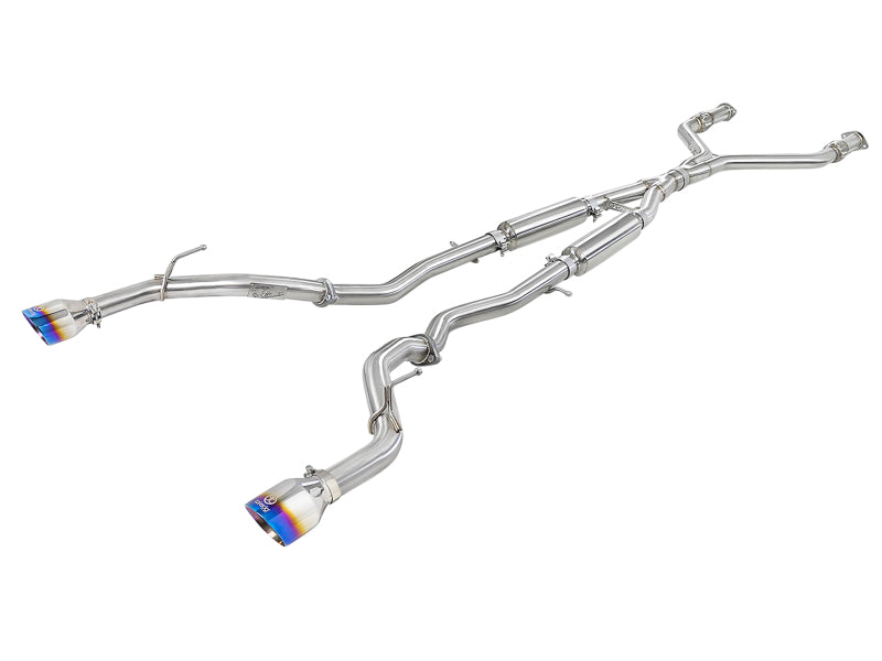 aFe Takeda 2.5 Inch 304 Stainless Steel Cat-Back Exhaust System with Blue Flame Tips for Infiniti Q50 (2016-2019)