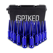 Load image into Gallery viewer, Mishimoto Steel Spiked Lug Nuts M12 x 1.5, 24-Piece Set - Blue