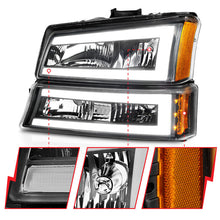 Load image into Gallery viewer, ANZO 2003-2006 Chevrolet Silverado 1500 Crystal Headlights with Light Bar, Black Housing and Clear Lens