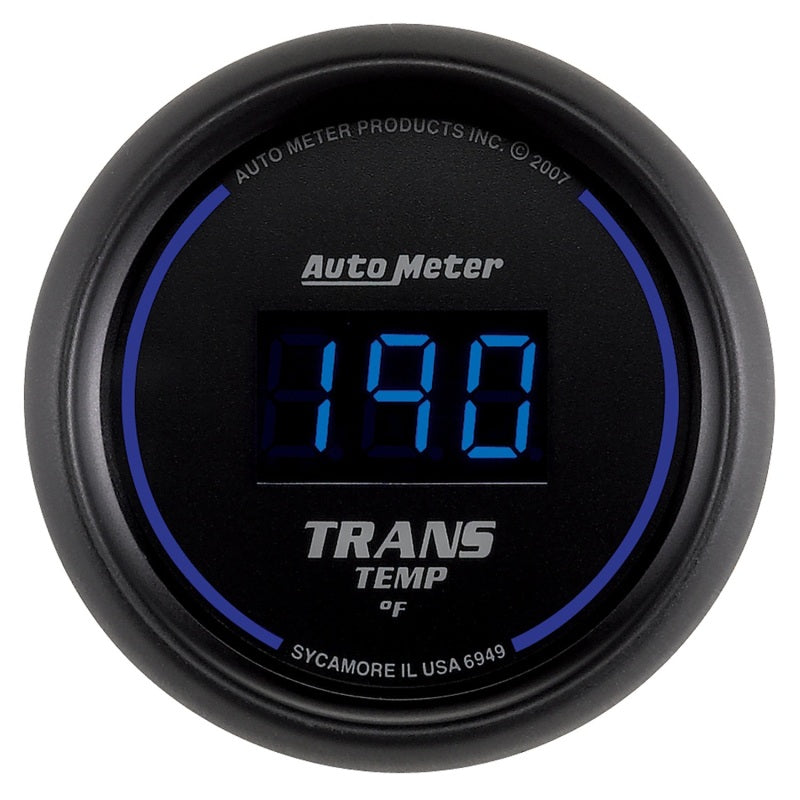 AutoMeter 52.4mm Black Digital Transmission Temperature Gauge with NPT Sensor and Wiring Harness
