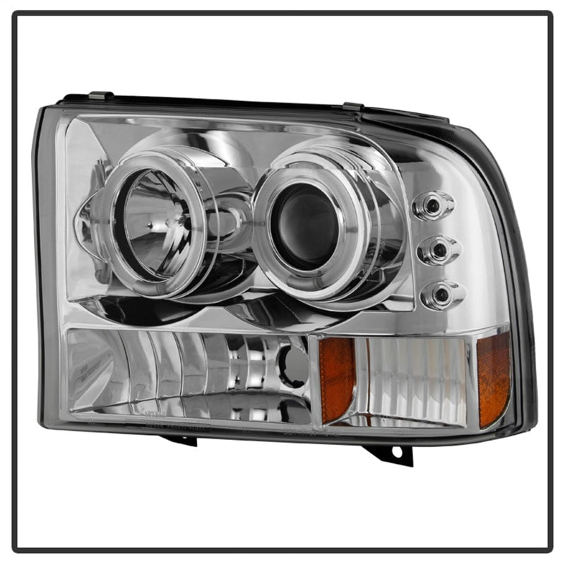 Spyder Halo LED Projector Headlights for Ford F-250 Super Duty 2002-2004, Version 2 Chrome with Bulbs Included