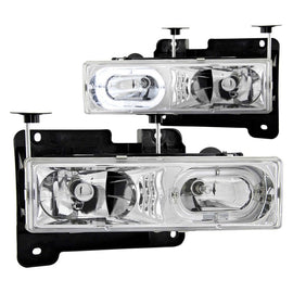 ANZO 1988-1998 Chevrolet C1500 Crystal Headlights with Halo, Chrome Housing, Clear Lens – Pair