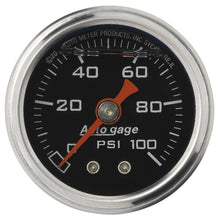 Load image into Gallery viewer, AutoMeter AutoGage 1.5-inch Liquid Filled Mechanical Fuel Pressure Gauge - 0-100 PSI