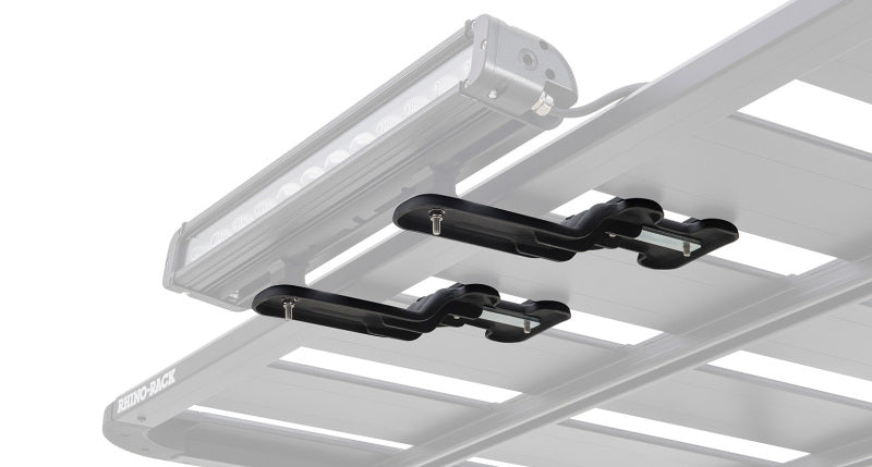Rhino-Rack Pioneer LED and Spot Light Bracket Kit (Part RHR43156) – Strong Powder Coated Steel Mounting Solution for Rhino-Rack Pioneer Range