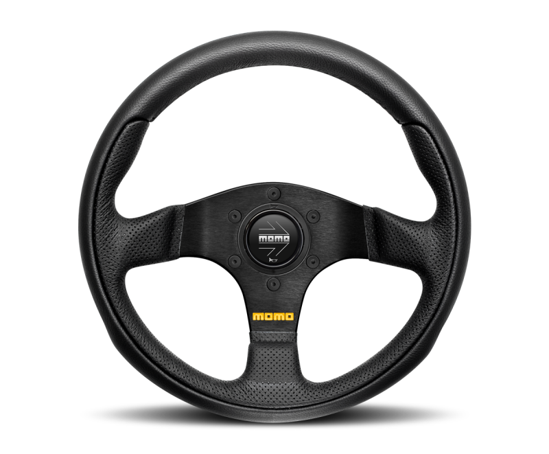 MOMO Team 300mm Steering Wheel with Black Leather and Black Spokes - Part Number momTEA30BK0B