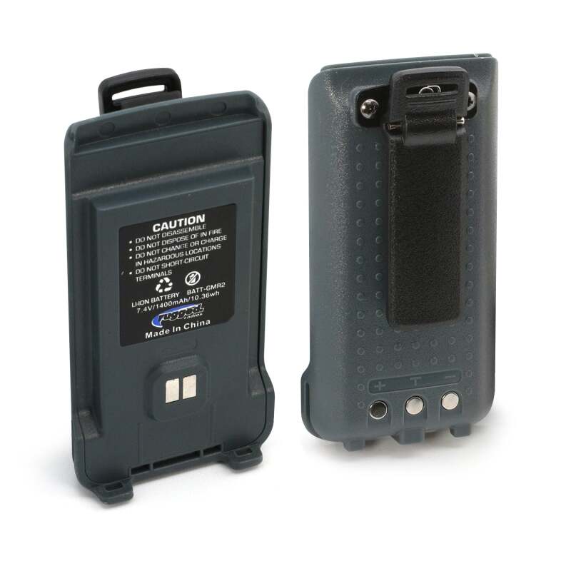 Rugged Radios GMR2 Replacement Lithium Battery with 12V Charge Port and Belt Clip - Grey