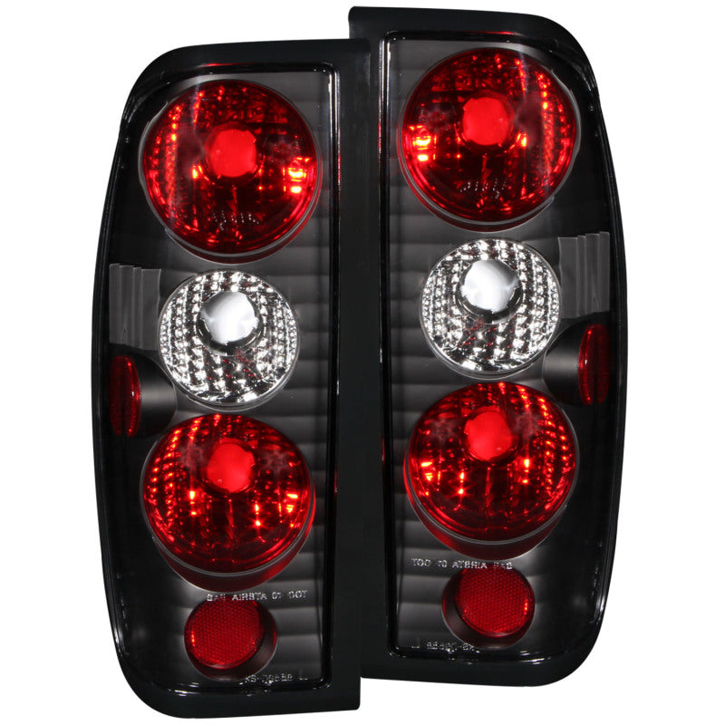 ANZO 1998-2004 Nissan Frontier Tail Light Assembly with Clear Lens and Black Housing - Pair
