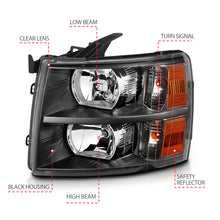 Load image into Gallery viewer, ANZO 2007-2013 Chevrolet Silverado Crystal Headlights with Black Housing and Clear Lenses