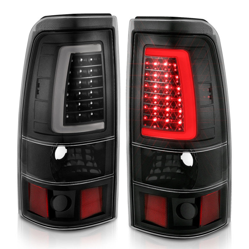 ANZO 1999-2002 Chevy Silverado 1500 LED Tail Light Assembly with Clear Lens and Black Housing