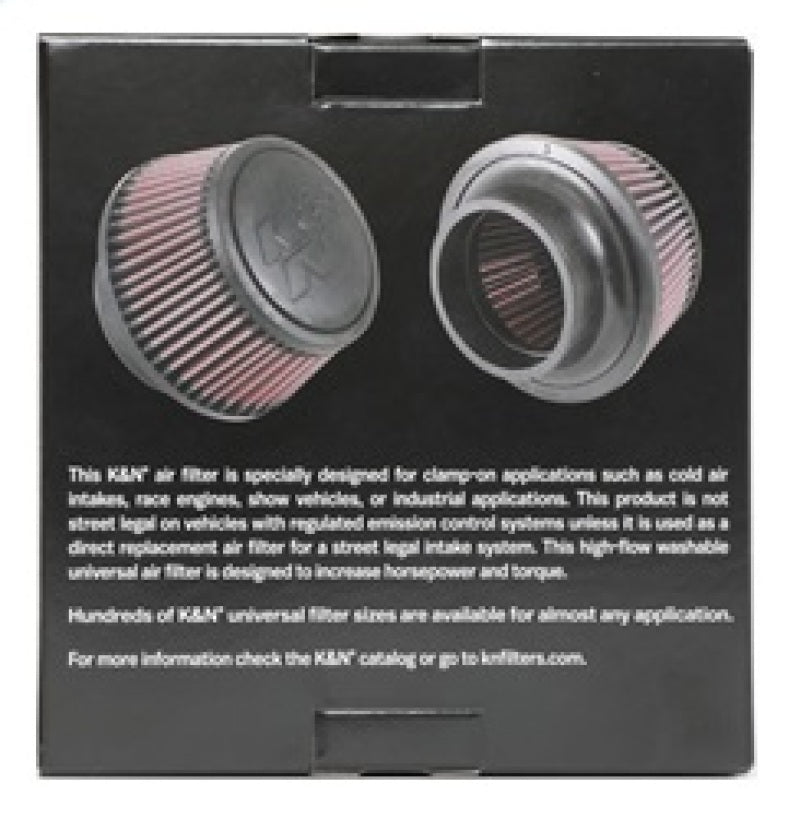 K&N Engineering Universal Round Clamp-On Air Filter 3-Inch Flange, 6-Inch Base OD, 4.625-Inch Top OD, 3-Inch Height
