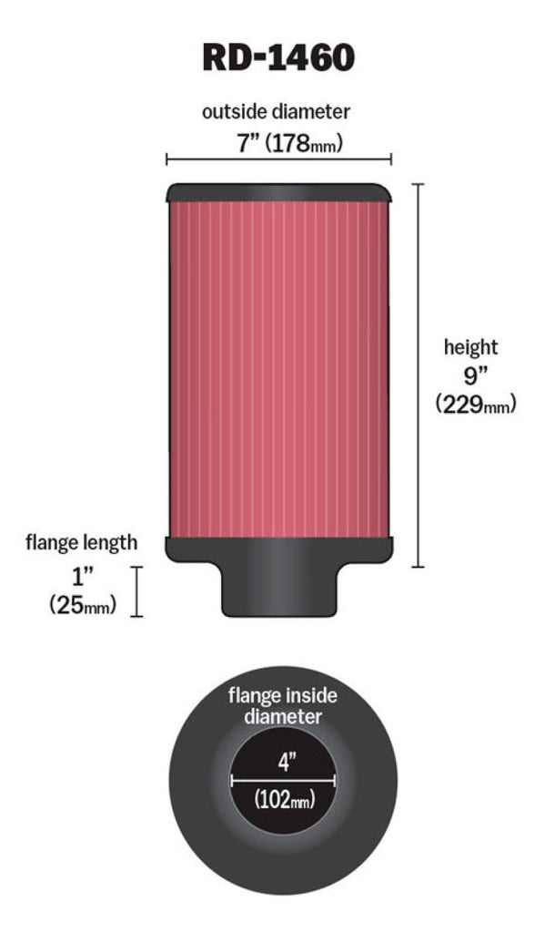 K&N Engineering Universal Air Filter with 4-inch Flange and 7-inch Outer Diameter