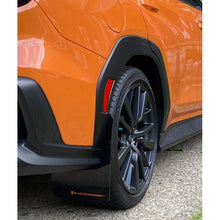 Load image into Gallery viewer, Rally Armor 22-25 Subaru WRX UR Series Black Mud Flaps with Orange Logo Part RalMF92-UR-BLK/OR