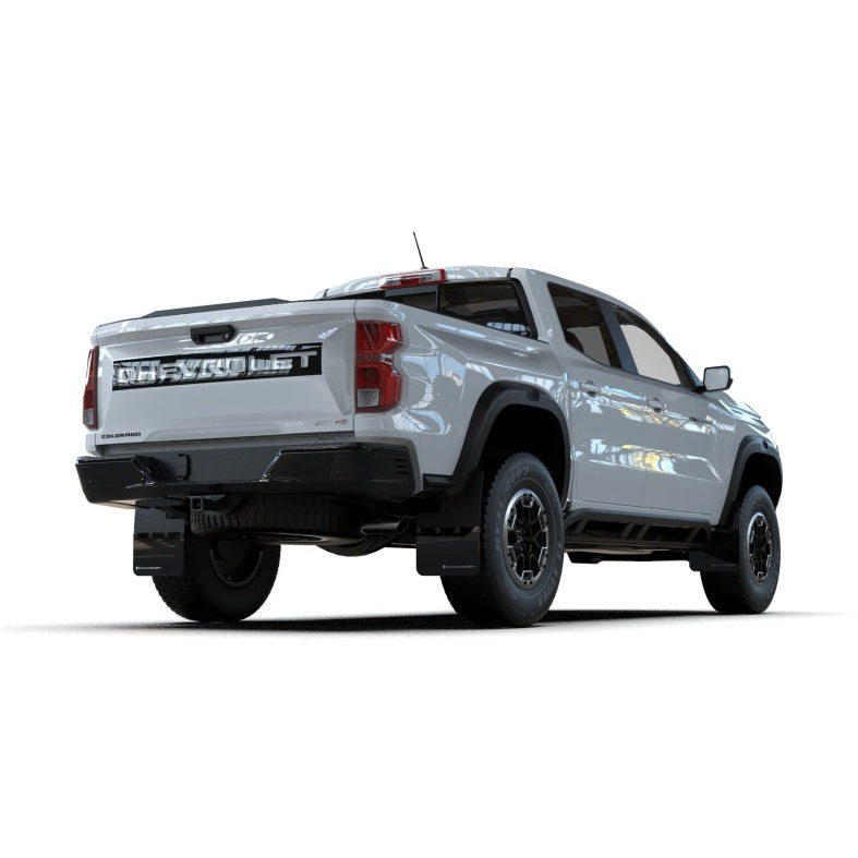 Rally Armor 23-25 Chevy Colorado ZR2 Black Mud Flap with White Logo - Durable Polyurethane Mud Guard