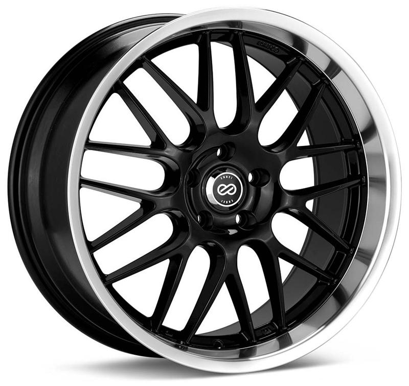 Enkei Lusso 18x8 Wheel with 40mm Offset, Black with Machined Lip – 5x114.3 Bolt Pattern, 72.6 Bore