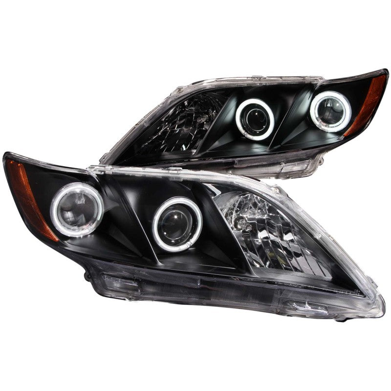 ANZO 2007-2009 Toyota Camry Projector Headlights with Halo, Black Housing and Clear Lens – Pair