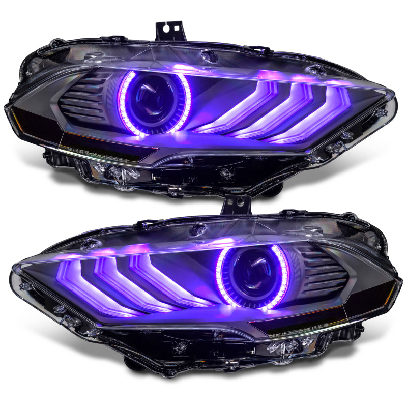 Oracle Lighting 18-23 Ford Mustang Black Series Dynamic ColorSHIFT LED Headlights with Sequential Turn Signal