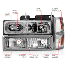 Load image into Gallery viewer, ANZO 88-98 Chevrolet C1500 Crystal Headlight Set with Halo and Signal Lights
