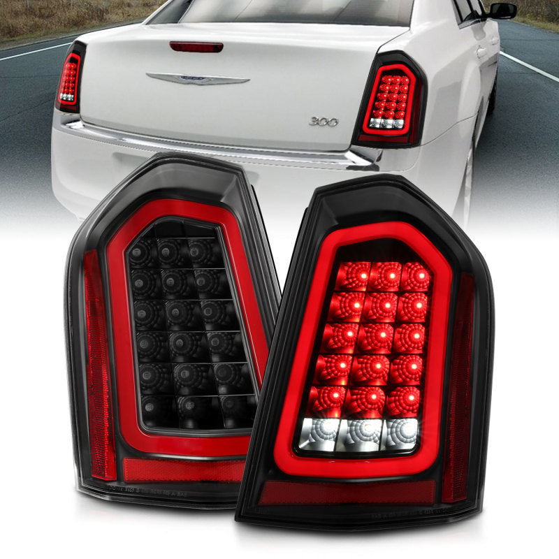 ANZO 11-14 Chrysler 300 LED Taillights with Black Sequential Lens – Pair