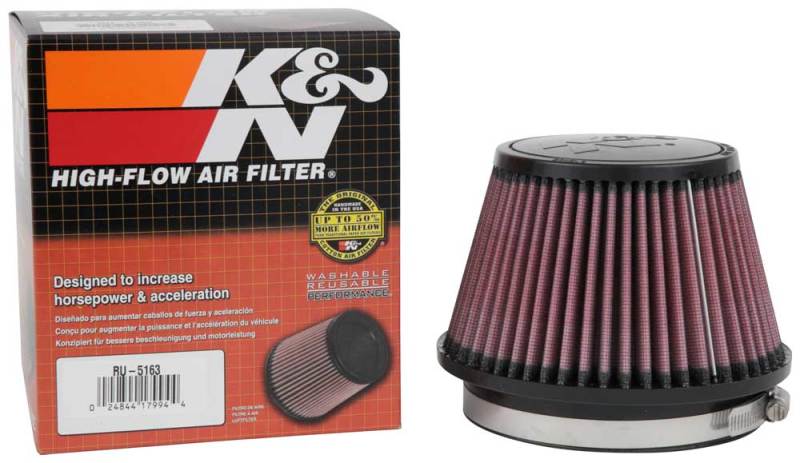 K&N Engineering Universal Rubber Air Filter * 5 Inch Flange, Fits Various Vehicles and Equipment