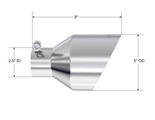 Load image into Gallery viewer, MBRP T304 Stainless Steel Exhaust Tip 2.5 Inch Inlet, 5 Inch Outlet, 8 Inch Length - Angle Cut Dual Wall