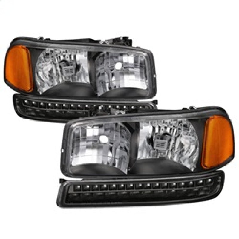 SPYDER xTune GMC Yukon 2002-2006 Headlights with LED Bumper Lights * Black HD-JH-GS99-LED-SET-BK