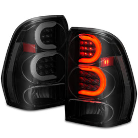 ANZO 2002-2009 Chevrolet Trailblazer LED Tail Lights with Light Bar, Black Housing, Smoke Lens