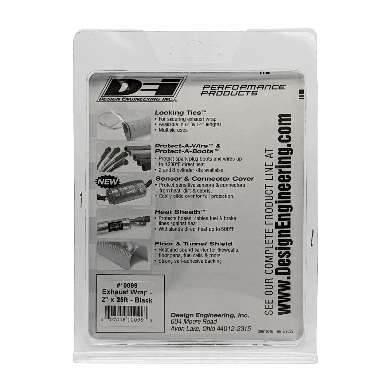 DEI Black Glass Fiber Exhaust Wrap 2-inch x 25-foot for Improved Under Hood Performance