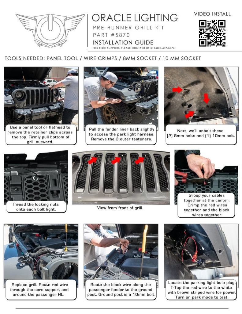 Oracle Lighting Pre-Runner Style LED Grille Kit for Jeep Gladiator JT – Red