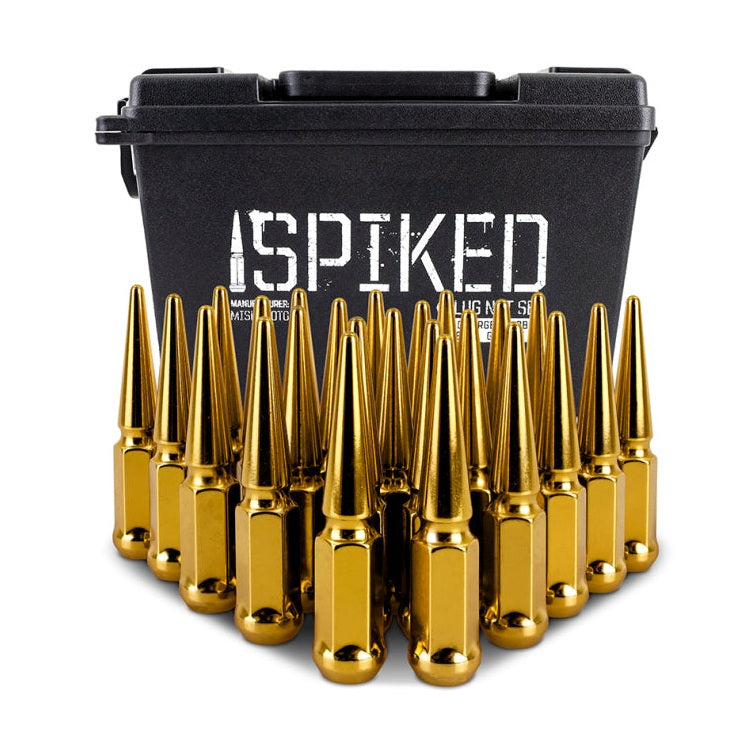 Mishimoto Steel Spiked Lug Nuts M12 x 1.5, 24-Piece Set in Gold