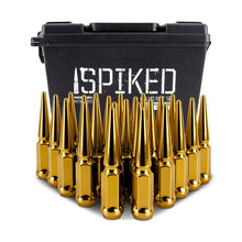 Load image into Gallery viewer, Mishimoto Steel Spiked Lug Nuts M12 x 1.5, 24-Piece Set in Gold