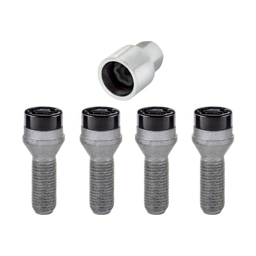 McGard Black Cone Seat Wheel Lock Bolt Set M14 x 1.5 – 4 Locks & Key for BMW X3, 745Li