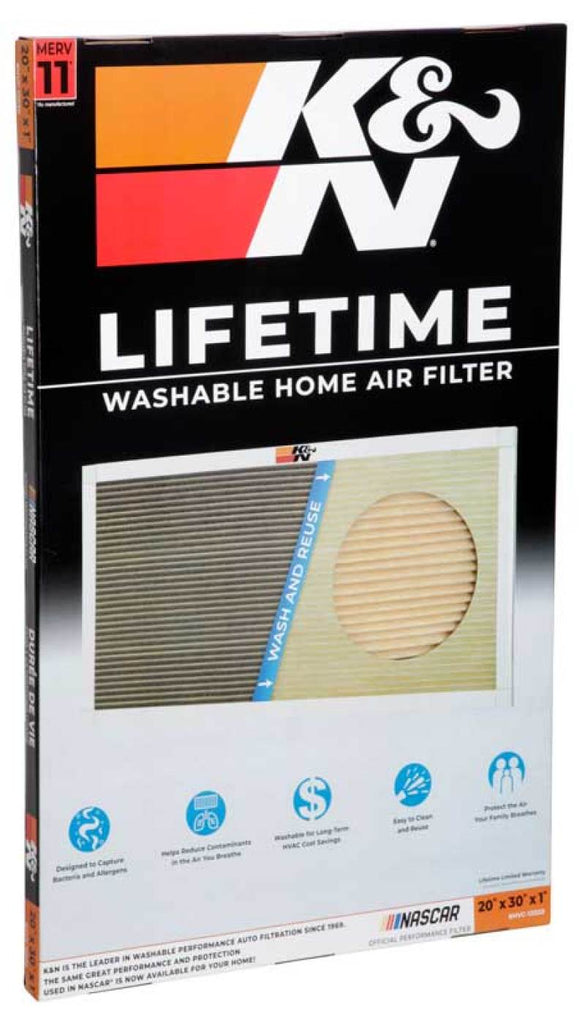 K&N Engineering HVAC Filter - 20 x 30 x 1 Inches, Reusable and Washable Air Filter with MERV 11 Rating