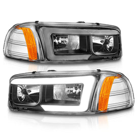 ANZO 99-17 GMC Sierra/Denali Headlight Set with Black Housing and Clear Lenses
