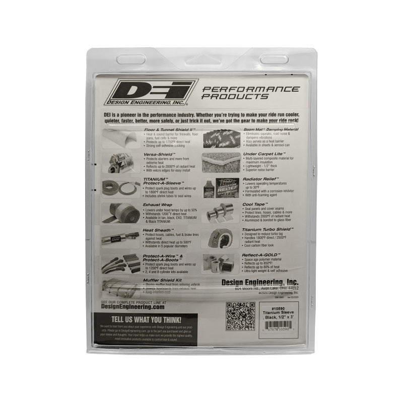 DEI Protect-A-Sleeve 1/2 inch ID x 3 ft Titanium Heat Shield for Automotive and Powersports