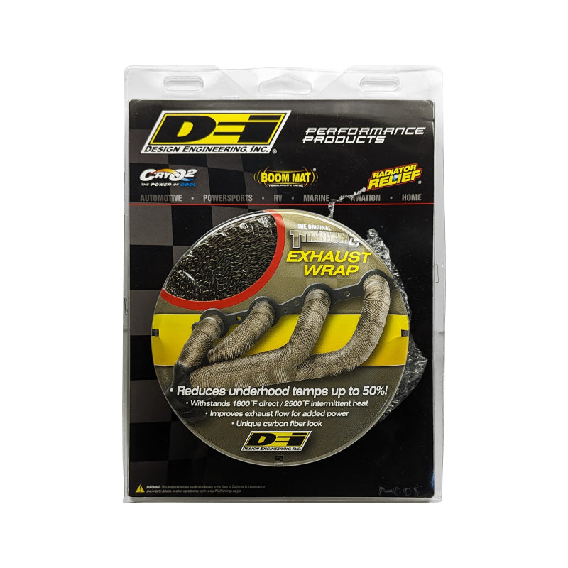 DEI Titanium Exhaust Wrap 1 inch x 50 ft with LR Technology – High-Performance Thermal Insulation for Automotive and Motorcycle Applications