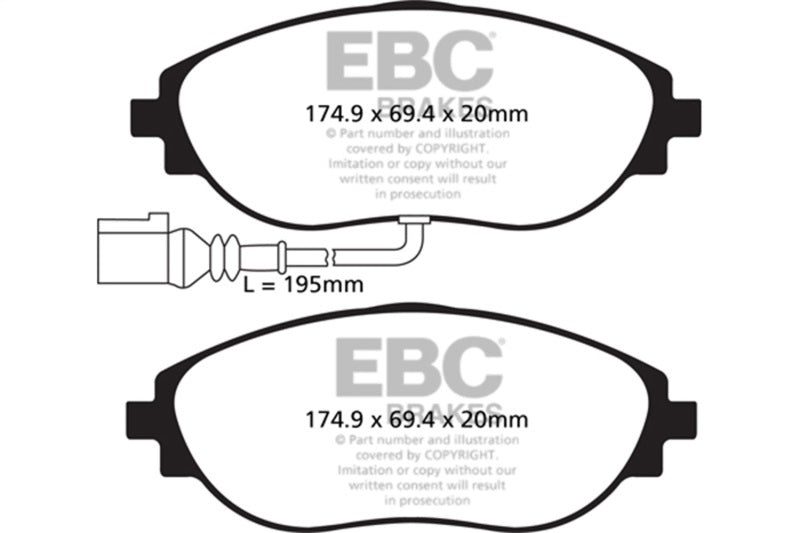 EBC Yellowstuff Front Brake Pads for 2013-2015 Volkswagen Passat and Audi S3 - High-Performance Street and Track Use