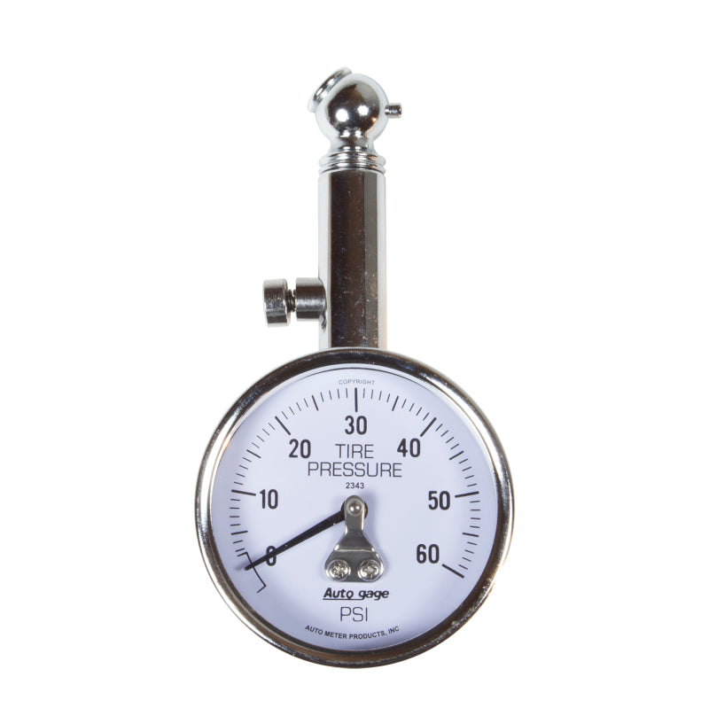 AutoMeter 60 PSI Peak/Hold Mechanical Tire Pressure Gauge - Accurate and Compact Tire Monitoring