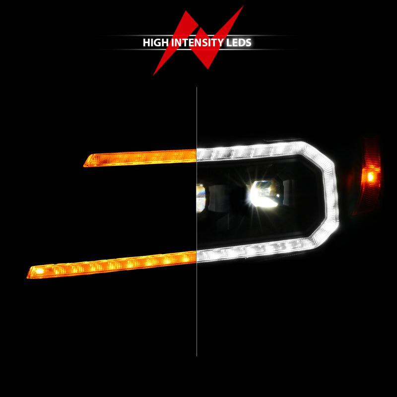 ANZO 15-22 Chevy Colorado Black Housing Full LED Projector Headlights with Sequential Light Bar