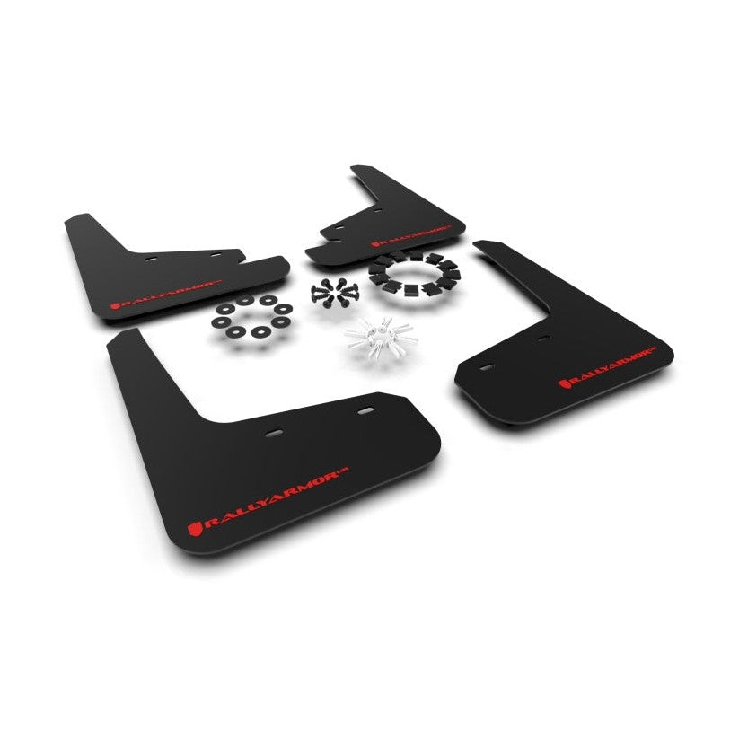 Rally Armor 20-26 Tesla Model Y UR Mud Flaps with Red Logo – Durable Polyurethane Protection