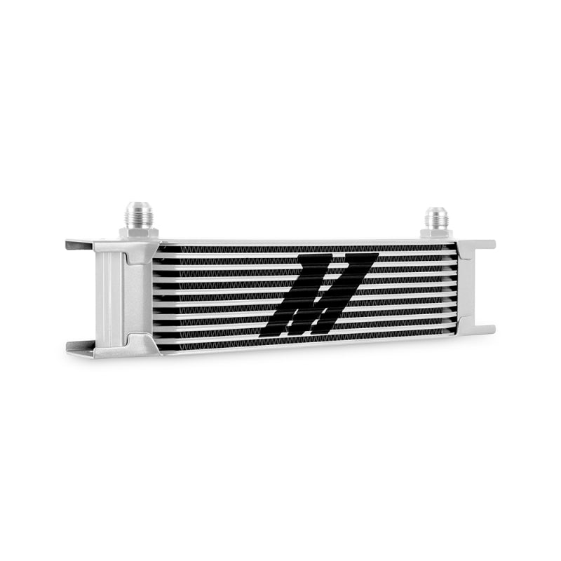 Mishimoto Universal -8AN 10-Row Oil Cooler - Silver for Enhanced Fluid Temperature Control